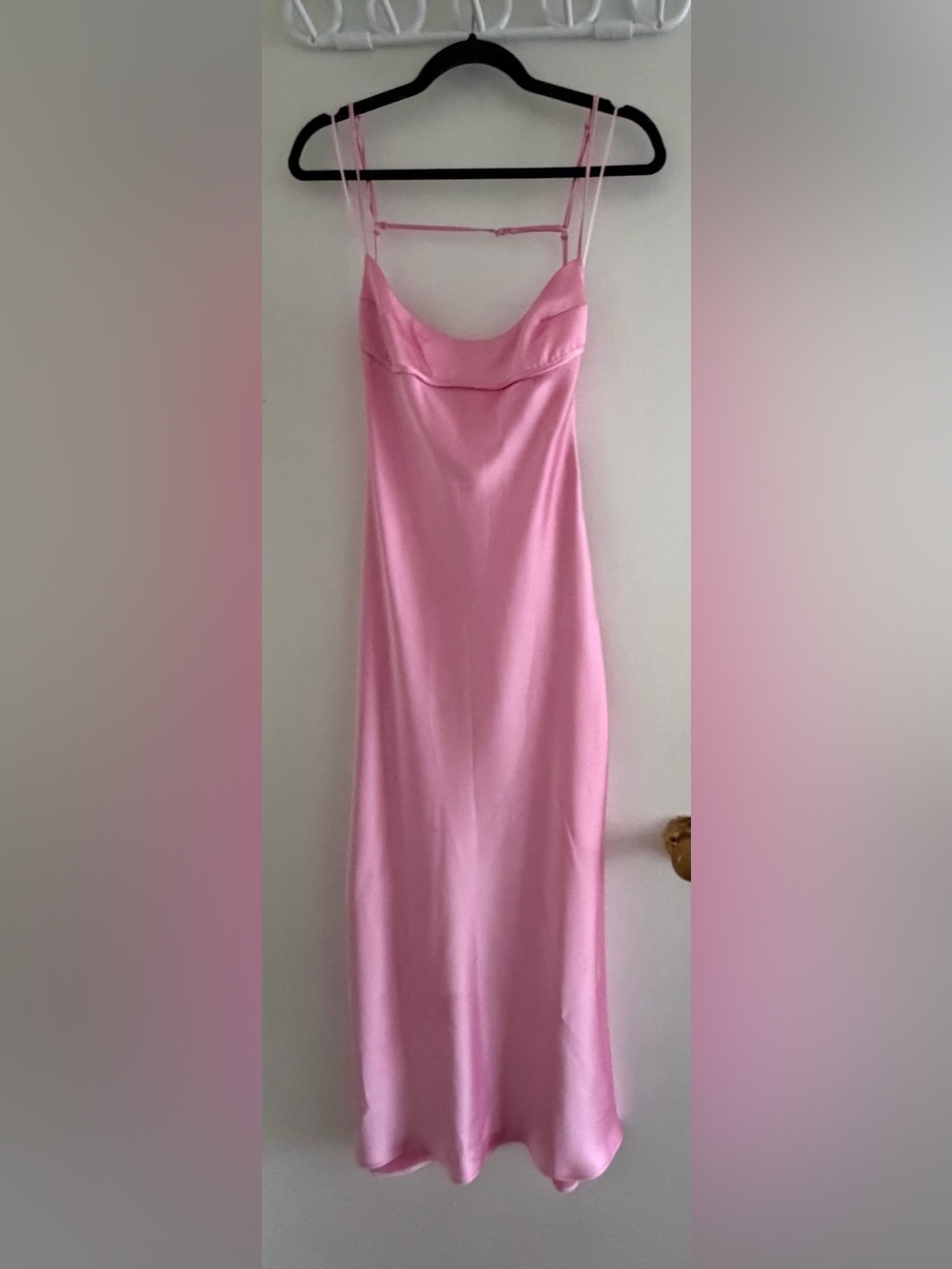 Zara Satin Slip Midi Dress in Light Pink